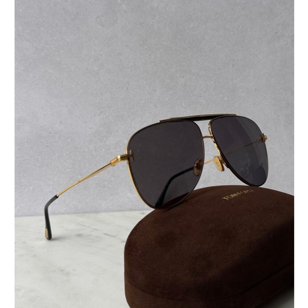 NEW Tom Ford FT1018 Brady Aviator Sunglasses Gold Grey $475